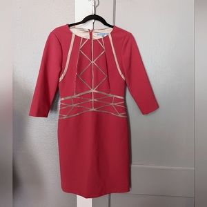 Antonio Melani dress, long sleeved, fuchsia, geometric design, size 4